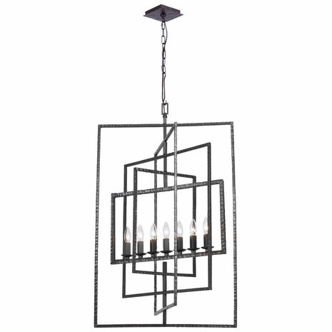 339-RS Crystorama Capri 7 Light Raw Steel Lantern Chandelier