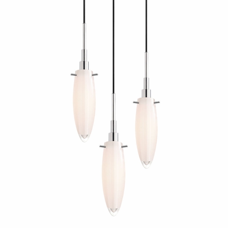 3551.01-3 Sonneman Candela Contemporary Torpedo 3-Light Pendant with Polished Chrome Finish