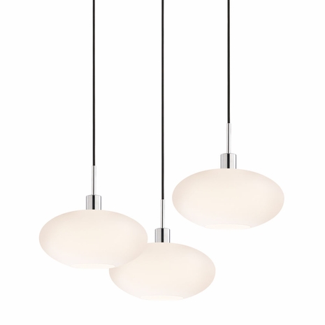3567.01K-3 Sonneman Glass Pendants Contemporary Grand Oval 3-Light Pendant with Polished Chrome Finish