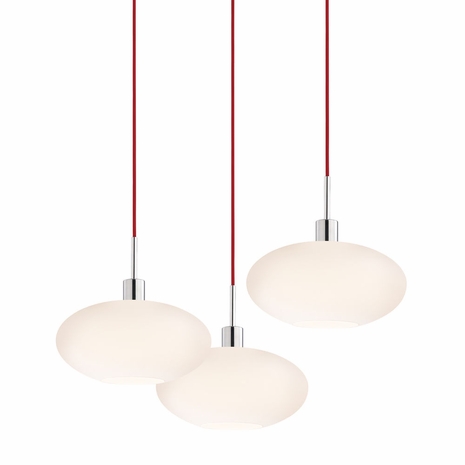 3567.01R-3 Sonneman Glass Pendants Contemporary Grand Oval 3-Light Pendant with Polished Chrome Finish