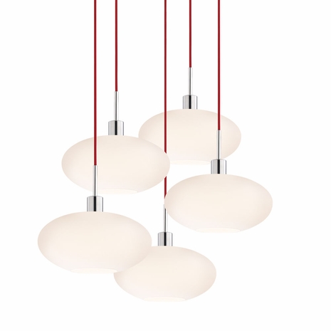 3567.01R-5 Sonneman Glass Pendants Contemporary Grand Oval 5-Light Pendant with Polished Chrome Finish