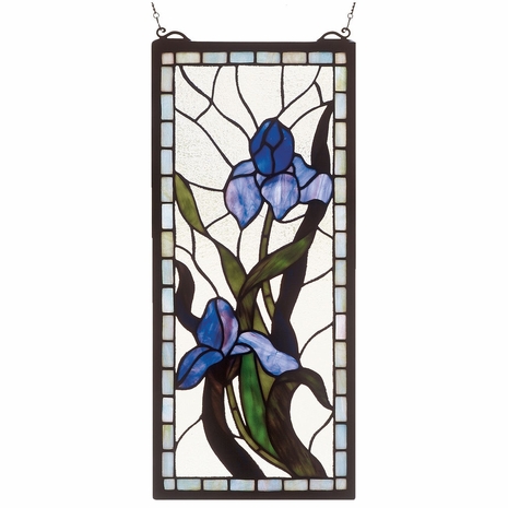 36073 Meyda Tiffany 9"W X 20"H Iris Stained Glass Window