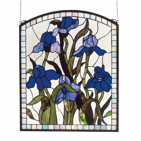 36074 Meyda Tiffany 20"W X 24"H Iris Stained Glass Window