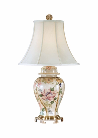 3624 Wildwood Lamps Kang Hsi Floral Jar Lamp with Hand Painted Crackle Porcelain Antique Reproduction