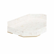 370105 Elizabeth Wicker 2.5in. Mother of Pearl Dasanti Tray - Mop with Natural White Finish