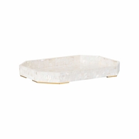 370105 Elizabeth Wicker 2.5in. Mother of Pearl Dasanti Tray - Mop with Natural White Finish