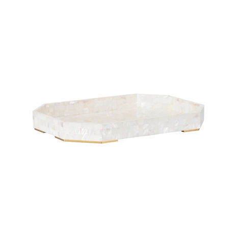 370105 Elizabeth Wicker 2.5in. Mother of Pearl Dasanti Tray - Mop with Natural White Finish