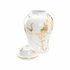 370110 Lisa Kahn 19in. Ceramic Winged Creatures Ginger Jar with White Glaze/Gold Leaf Finish