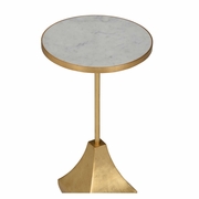 370145 Elizabeth Wicker Essex Drinks Table - White Marble