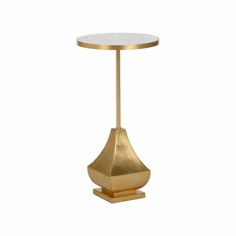 370145 Elizabeth Wicker Essex Drinks Table - White Marble