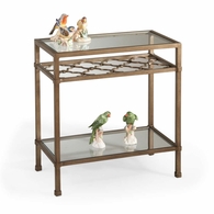 380018 Bill Cain 23in. Metal/Glass Pac Coast Side Table with Champagne/Clear Finish