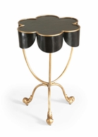 380035 Chelsea House 26in. Metal Seville Accent Table with Black with Antique Gold Accents Finish