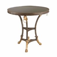 380072 Chelsea House 30.5in. Granite/Metal Lions Head Center Table with Natural Black/Gold Finish