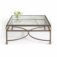380088 Chelsea House 19in. Metal/Glass. Collar Square Coffee Table with Bronze/Gold Finish