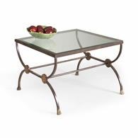 380089 Chelsea House 19in. Metal/Glass Martin Square Cocktail Table with Bronze/Gold Finish