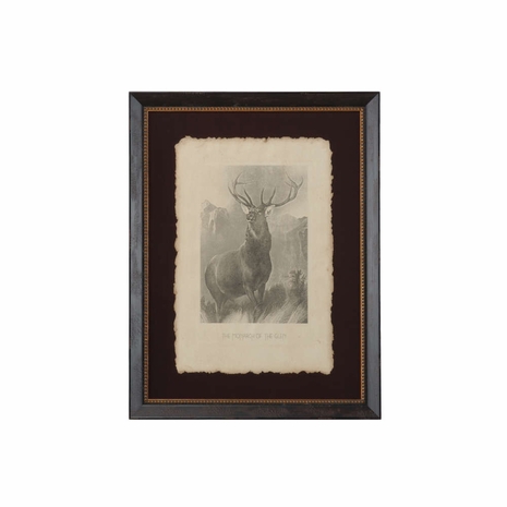 380192 Chelsea House Hand Colored Engraving, Italy Distressed Gold And Brown Frame Monarch Of The Glen