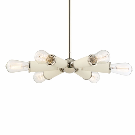 3807-PN Crystorama Zodiac 6 Light Polished Nickel Chandelier