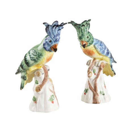 380768 Chelsea House 12in. Ceramic Hope Parrots (Pr) with Hand Painted Finish