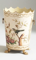 380871 Chelsea House 14in. Tole Midland Wastebasket with Hand Painted Finish