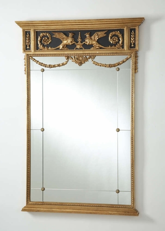 380975 Chelsea House 55in. Hand Carved Griffon Mirror - Black/Gold with Gold Leaf Finish