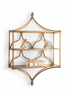 381053 Chelsea House 37in. Metal/Glass Brooklyn Wall Shelf with Antique Brass/Clear Finish