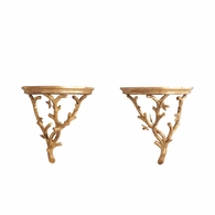 381058 Chelsea House 16in. Faux Twigs Bennington Bracket (Pr) with Antique Gold Finish