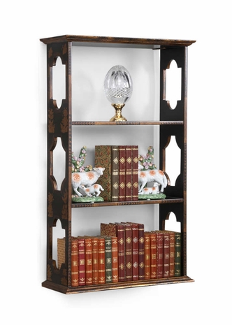 381064 Chelsea House Pierced Sides Black And Gold Finish Newton Wall Shelf