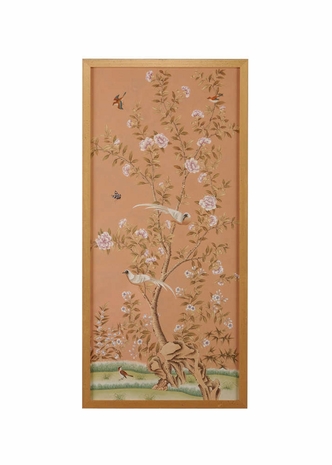 381272 Chelsea House 64.5in. Hand Painted Watercolor On Silk Regent Park Panel - A with Antique Gold Frame
