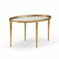 381703 Chelsea House 18in. Iron/Mirror Notting Hill Cocktail Table with Antique Gold Leaf/Antique Finish