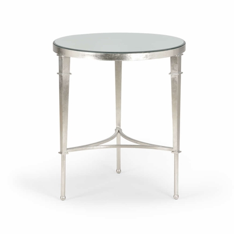 381865 Chelsea House Iron Silver Leaf Round Regent Table - Silver