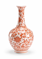 381889 Chelsea House 15in. Porcelain Pumpkin Long Neck Vase with Hand Decorated Finish