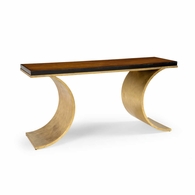 381991 Chelsea House 30in. Iron/Wood Thames Console - Gold with Antique Gold Leaf Finish
