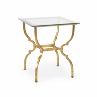 381995 Chelsea House 26in. Iron/Glass Norwich Side Table - Gold with Antique Gold Leaf/Clear Finish