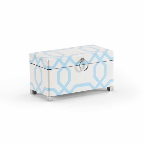 382072 Chelsea House Hand Decorated Wood Box (Sm) White And Blue