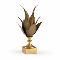 382079 Chelsea House 22in. Iron/Wood Yucca Plant with Antique Gold Leaf/Brown Finish