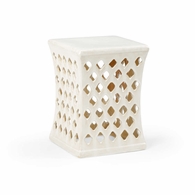 382235 Chelsea House 17in. Ceramic Merideth Garden Seat with White Glaze Finish