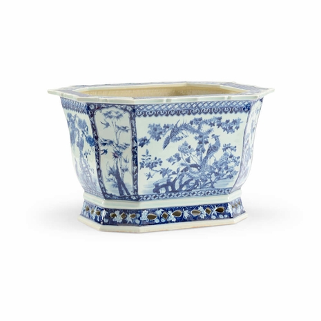 382239 Chelsea House Hand Decorated Blue Porcelain Nanking Planter
