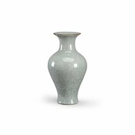382358 Chelsea House 17in. Porcelain Roberson Vase with Celadon Crackle Glaze Finish