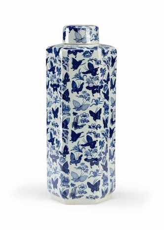 382368 Chelsea House Hand Decorated Blue And White Porcelain Butterfly Vase