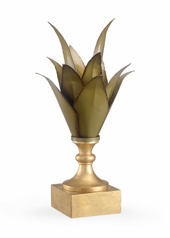 382387 Chelsea House Bronze Finished Leaves Gold Leaf On Wood Base Large Yucca Plant On Stand