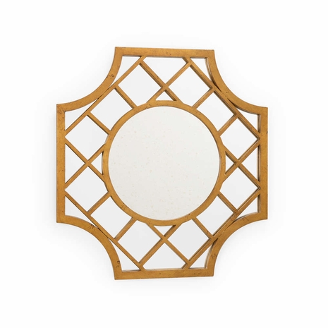 382446 Chelsea House Bradshaw Orrell Antique Gold Finish Iron - Plain Mirror Lattice Mirror - Gold