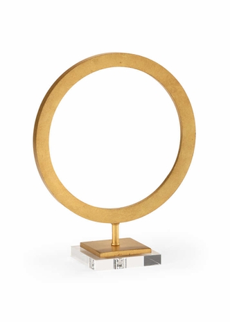 382498 Pam Cain 15in. Iron Circle Accent with Antique Gold Leaf/Clear Finish