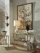 382498 Pam Cain 15in. Iron Circle Accent with Antique Gold Leaf/Clear Finish