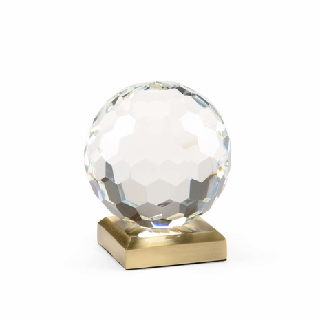 382541 Chelsea House Lisa Kahn Hand Cut Crystal Iron Base - Brass Finish Crystal Ball Accent (Sm)