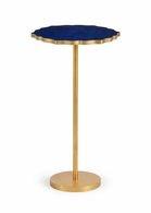 382552 Chelsea House 25in. Iron/Lacquer Lapis Side Table with Gold Leaf/Blue Lapis Finish