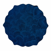 382552 Chelsea House 25in. Iron/Lacquer Lapis Side Table with Gold Leaf/Blue Lapis Finish
