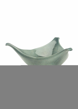 382564 Chelsea House 8.5in. Ceramic Tri Handle Bowl with Green/Blue Glaze Finish