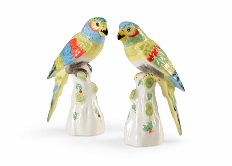 382629 Chelsea House Hand Colored Euro Ceramic Achille Parrots (Pair)
