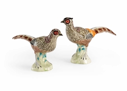 382633 Chelsea House 9in. Euro Ceramic Pheasants (Pr) with Hand Colored Finish