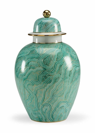 382652 Chelsea House Hand Decorated - Gold Details Porcelain Malachite Marbled Urn